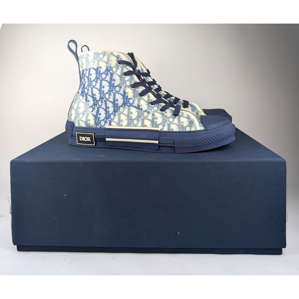 Dior B23 High-Top Sneaker White and Navy Dior Oblique Canvas EU 45/US 11.5 - Picture 5 of 15